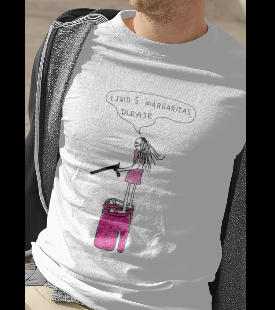 I Said 5 Margaritas Please Funny Stick Figure Woman On Chair T-Shirt