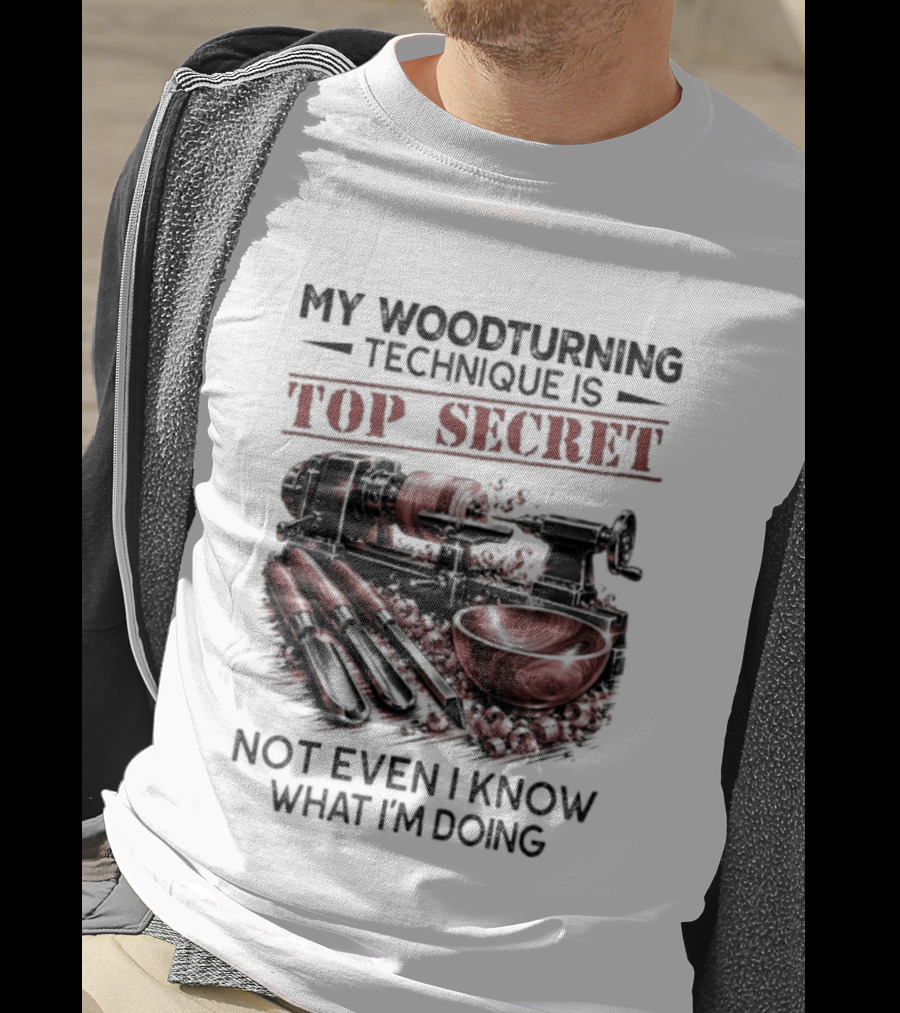 My Woodturning Technique Is Top Secret Not Even I Know What I'm Doing Funny Woodworker Humor T-Shirt