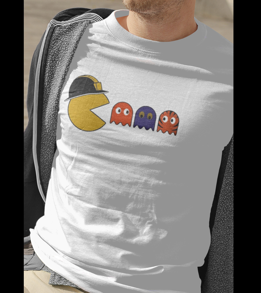 Pacman Hard Hat Ghosts Retro Gaming T-Shirt