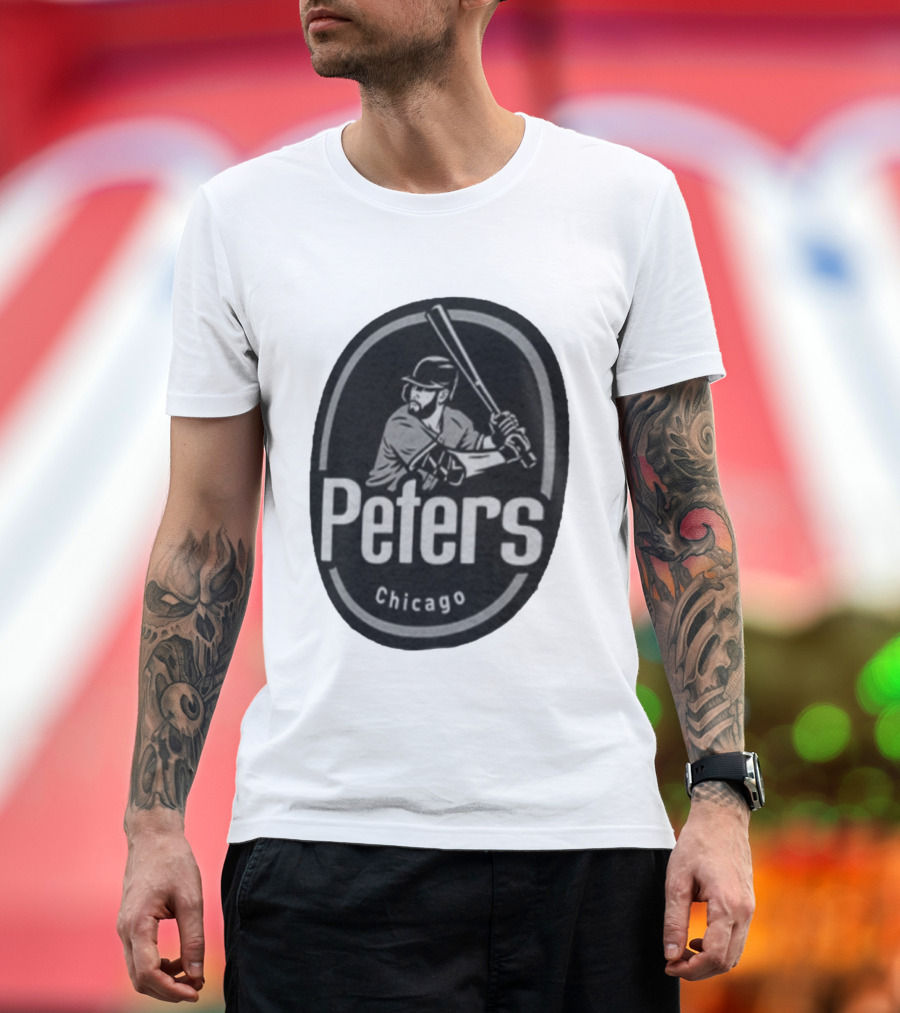 Peters Chicago Baseball Player Illustration White Sox T-Shirt