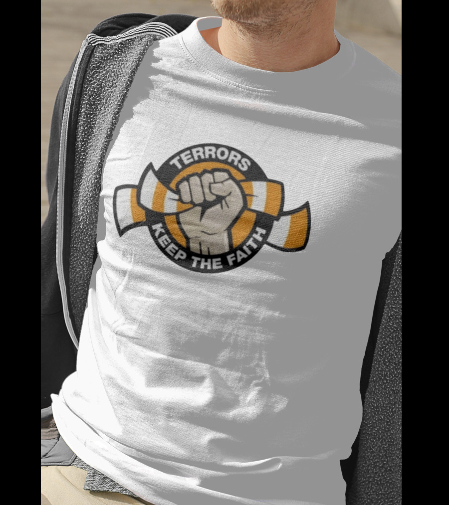 Terrors Keep The Faith Fist Holding Orange And White Scarf T-Shirt