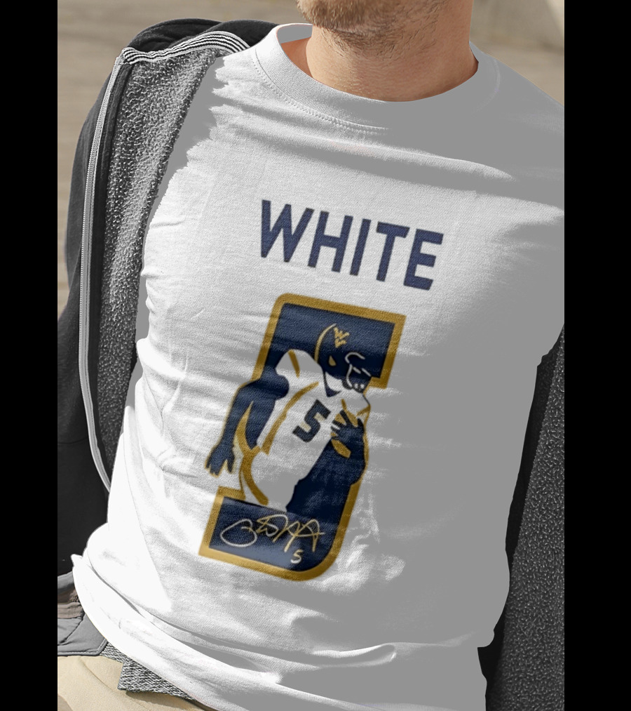 West Virginia Mountaineers Pat White Number 5 Signature 2026 T-Shirt