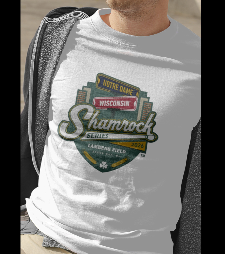 Notre Dame Wisconsin Shamrock Series 2026 Lambeau Field Green Bay WI T-Shirt