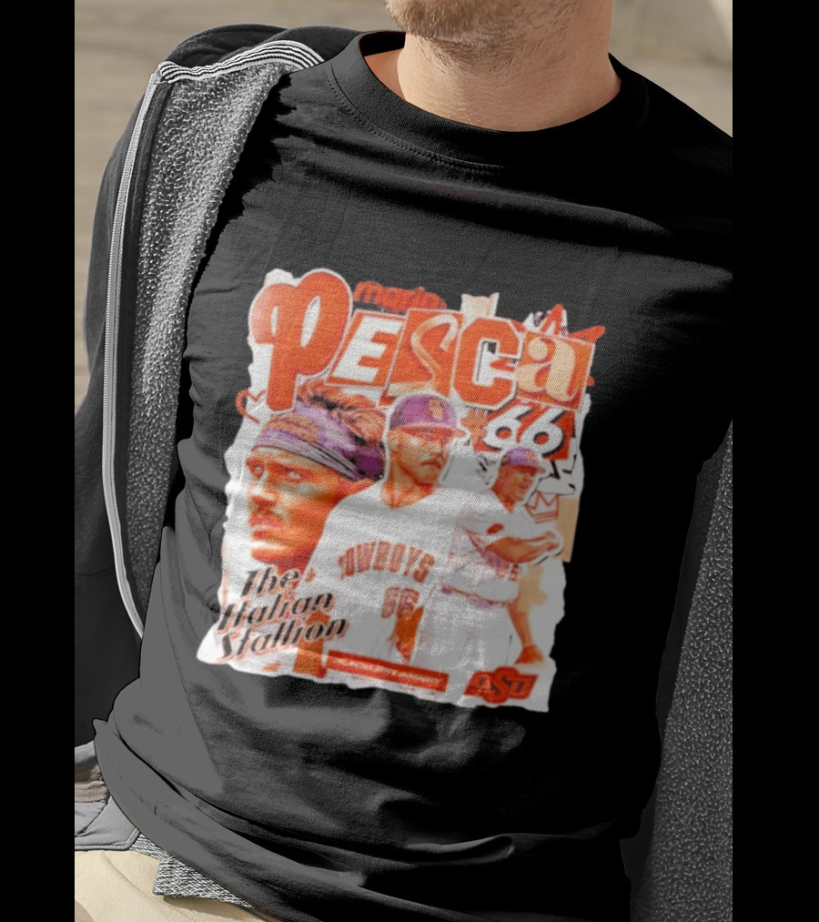 Mario Pesca 66 Oklahoma State Cowboys The Italian Stallion OSU Baseball T-Shirt
