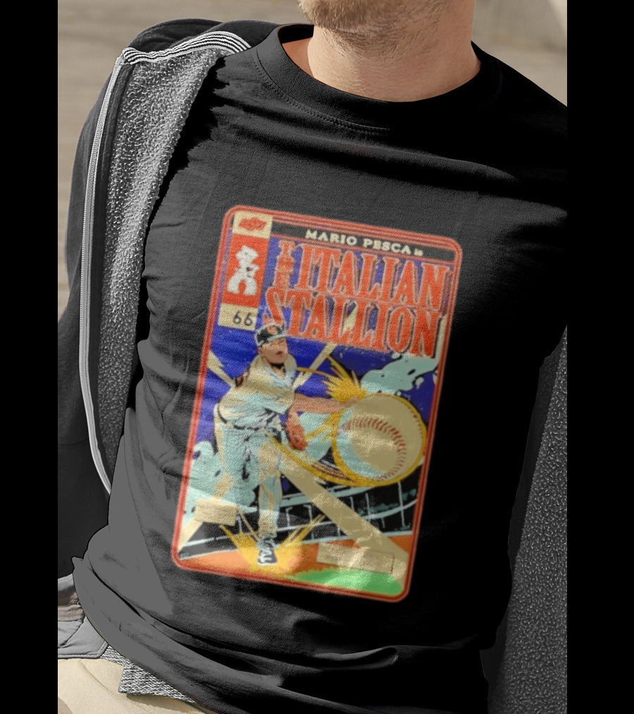 Mario Pesca The Italian Stallion Comic No 66 Oklahoma State Cowboys Baseball T-Shirt