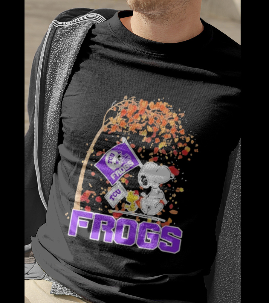 TCU Horned Frogs Snoopy Peanuts Fall Leaves T-Shirt