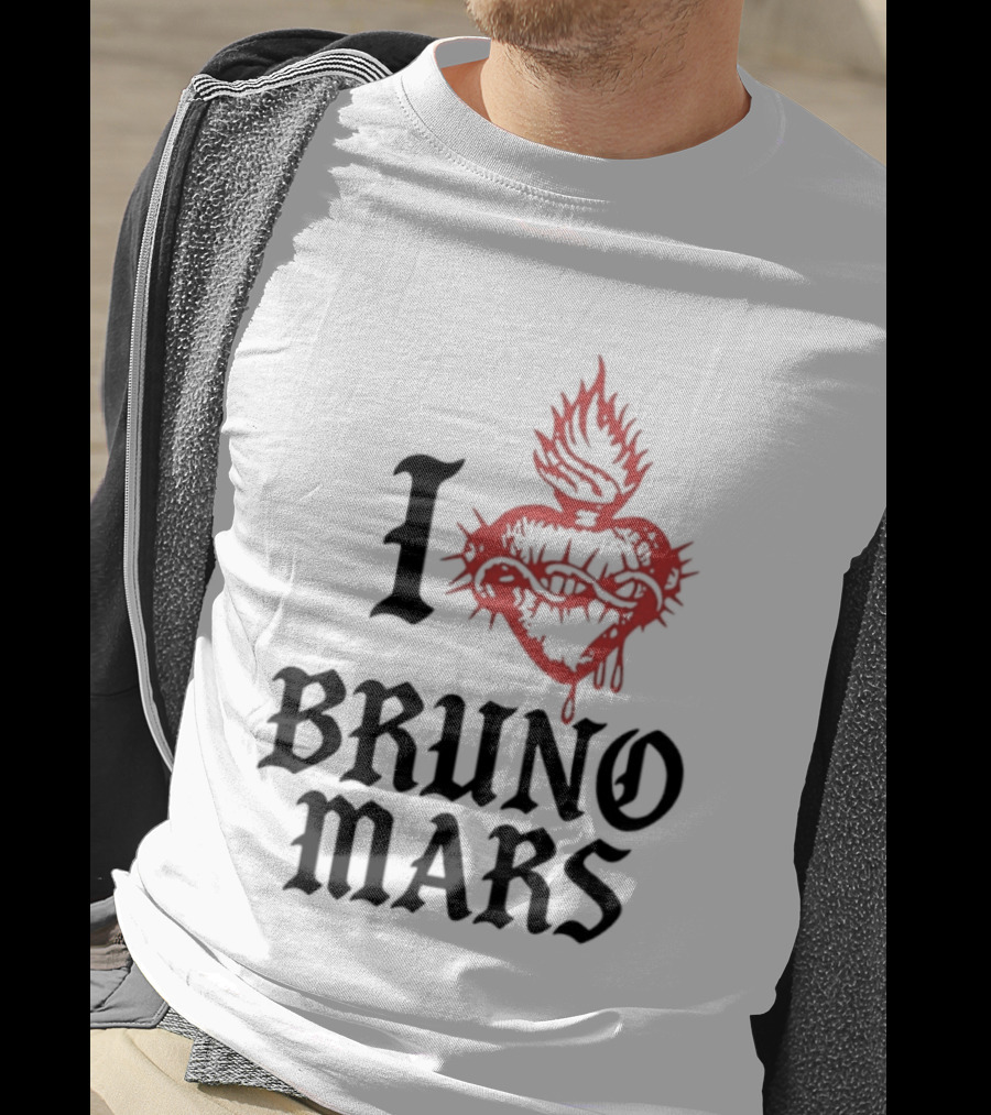 I Heart Bruno Mars Romantic Tour Flame Heart T-Shirt
