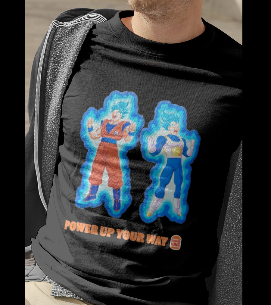 Burger King Dragon Ball Super Power Up Your Way Collaboration Featuring Iconic Saiyan Characters T-Shirt