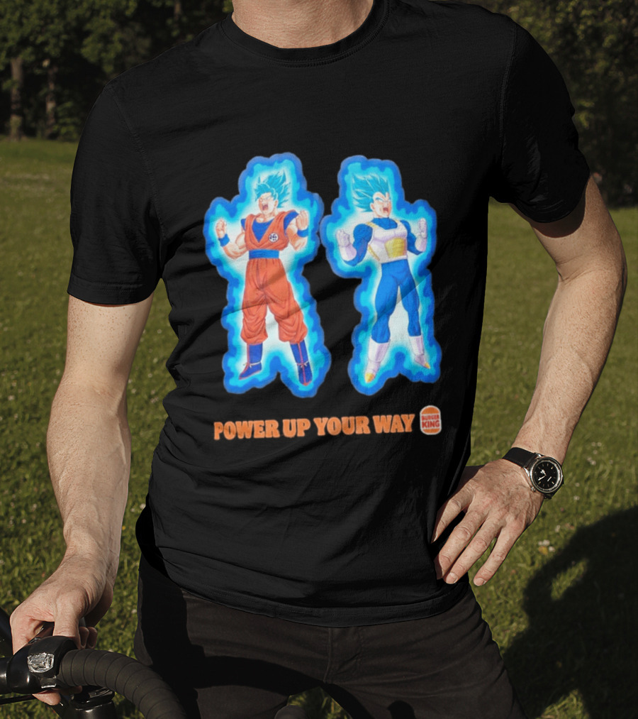 Burger King Dragon Ball Super Power Up Your Way Collaboration Featuring Iconic Saiyan Characters T-Shirt