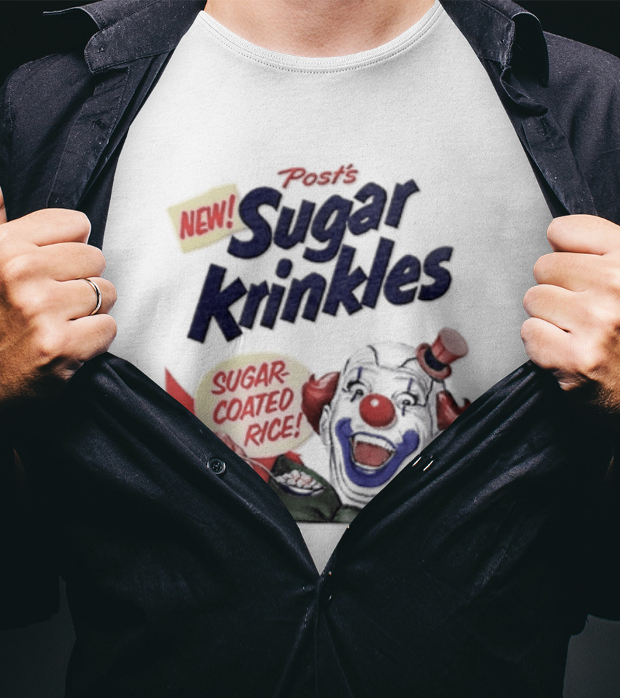 Post's New Sugar Krinkles Sugar Coated Rice Clown Cereal T-Shirt