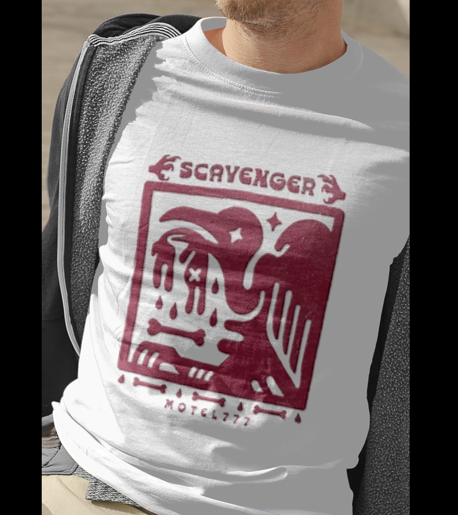 Scavenger Motel 777 Bird Design With Bones And Droplets T-Shirt