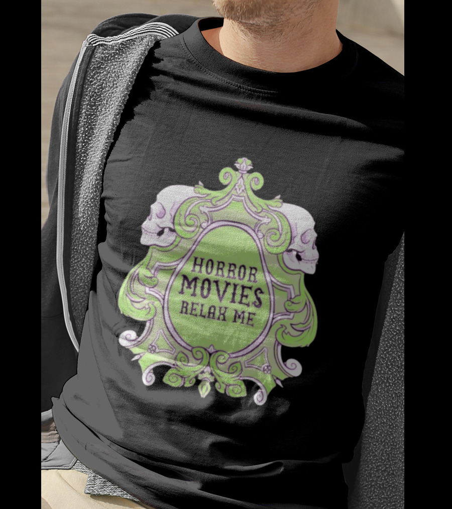 Horror Movies Relax Me Spooky Aesthetic Skulls Gothic Frame T-Shirt