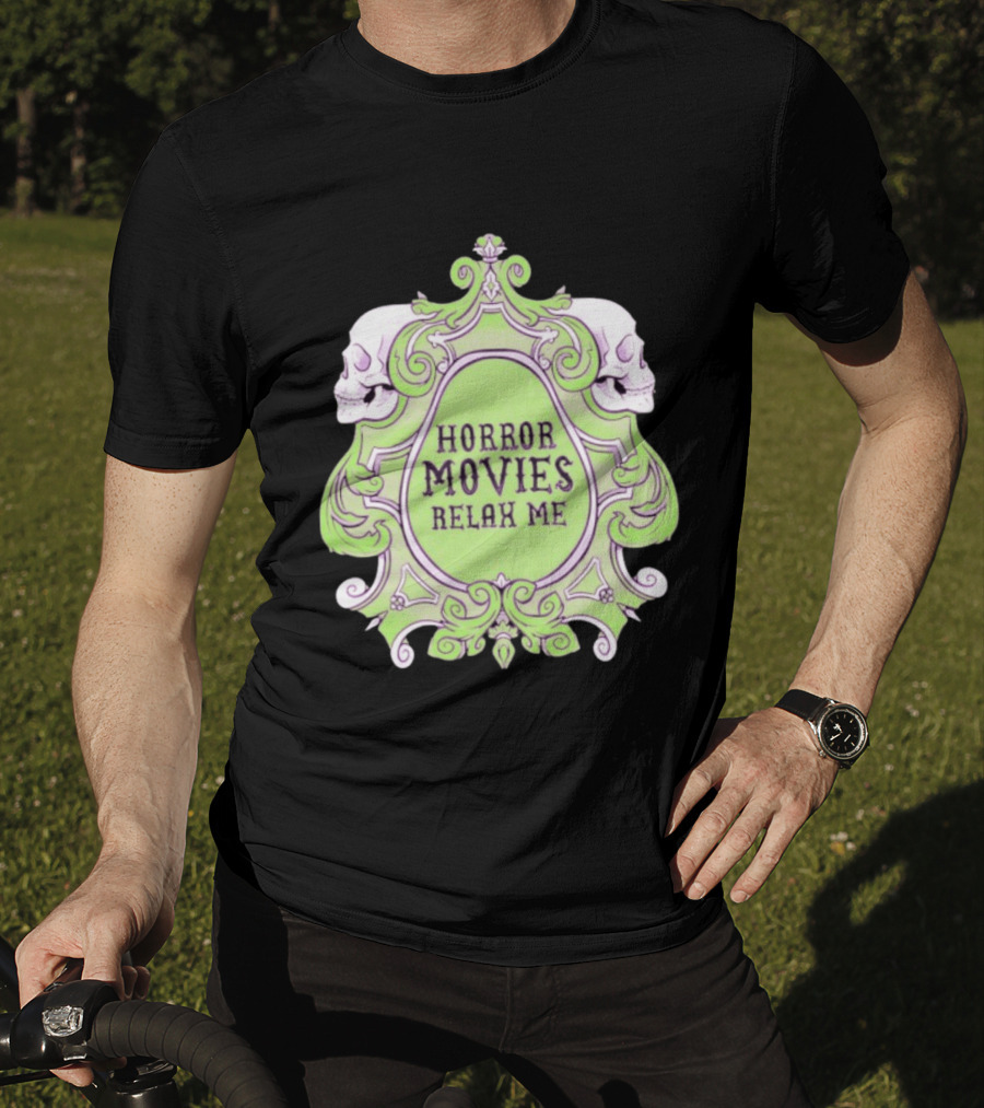 Horror Movies Relax Me Spooky Aesthetic Skulls Gothic Frame T-Shirt