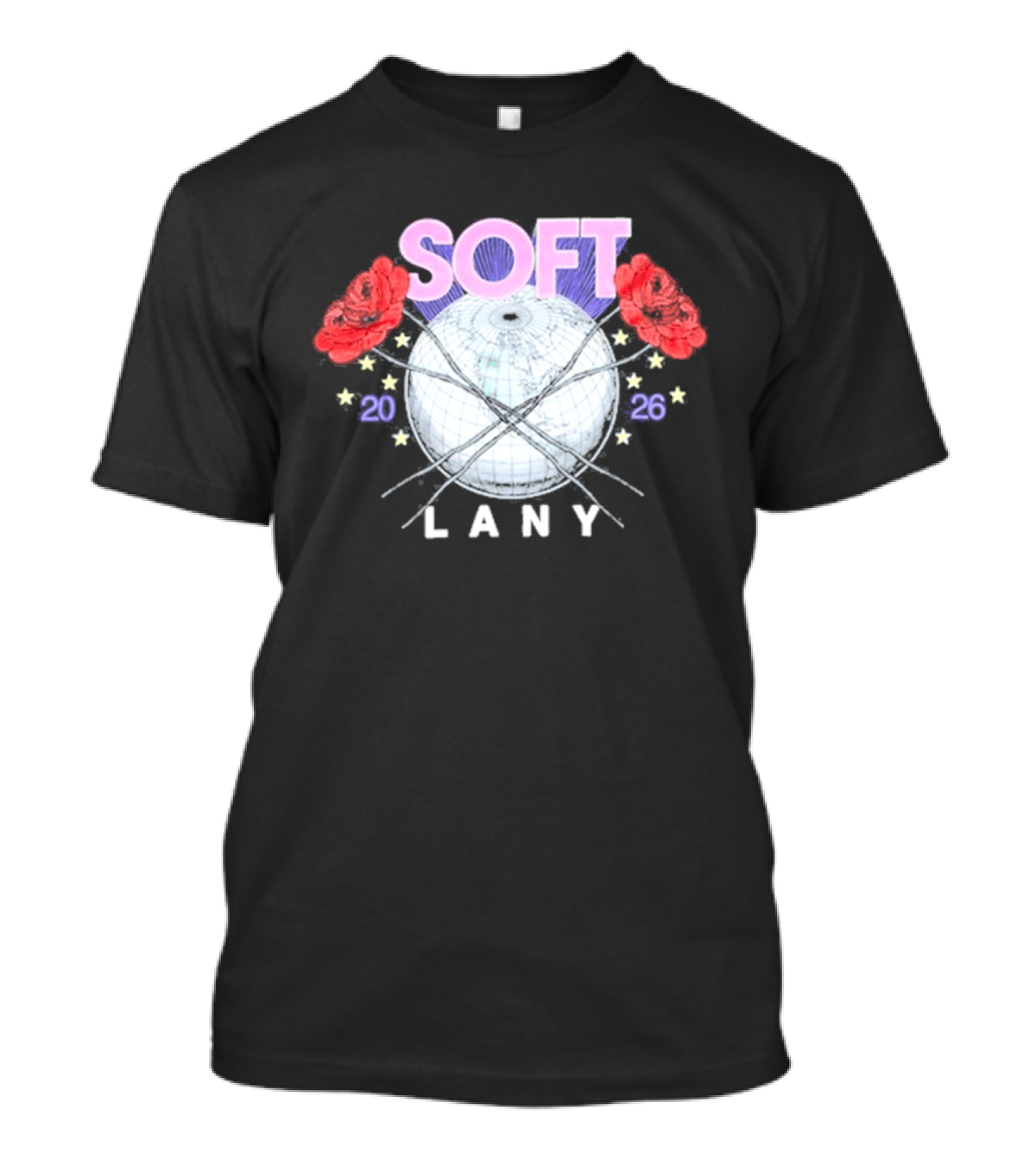 LANY Soft World Tour 2026 Glowing Globe And Red Roses T-Shirt