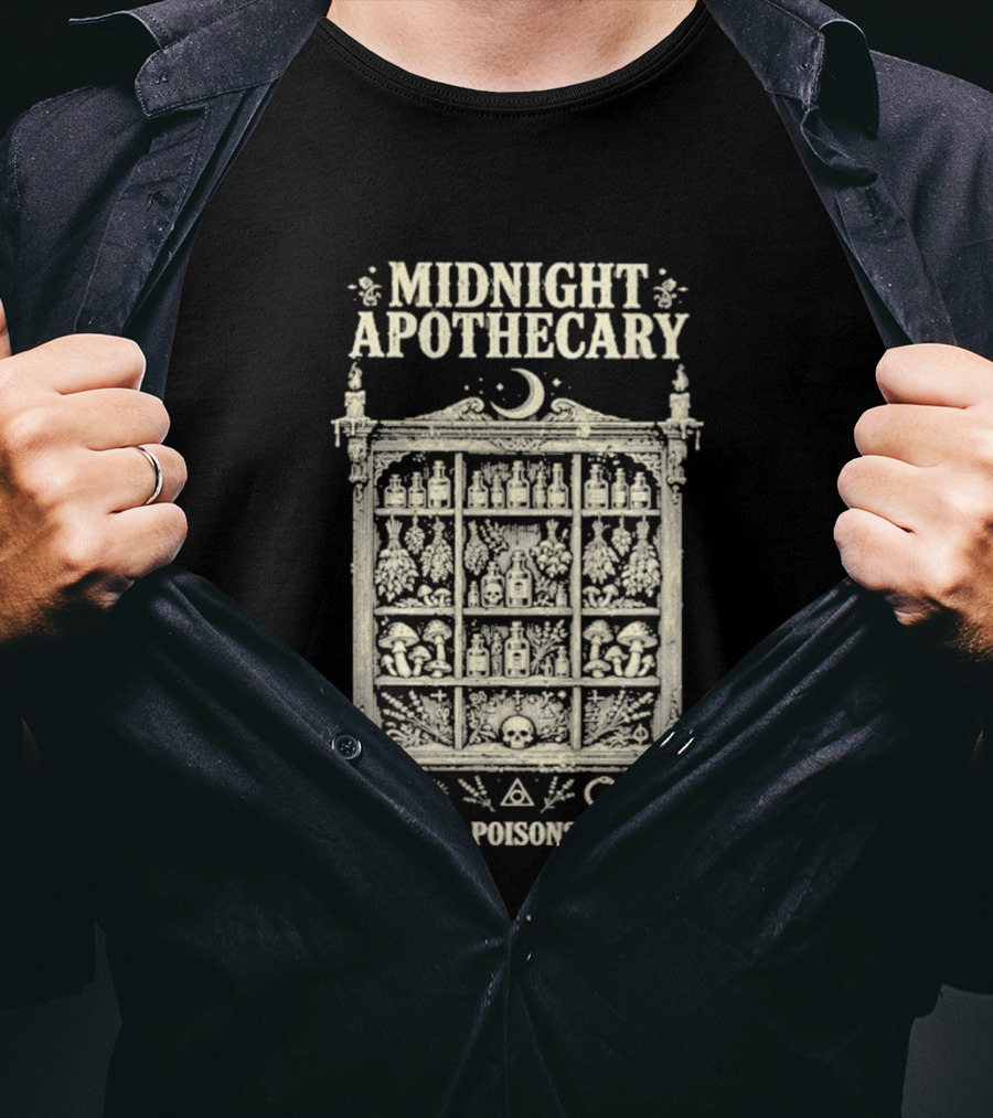 Midnight Apothecary Potions Poisons Spells Halloween Witch T-Shirt