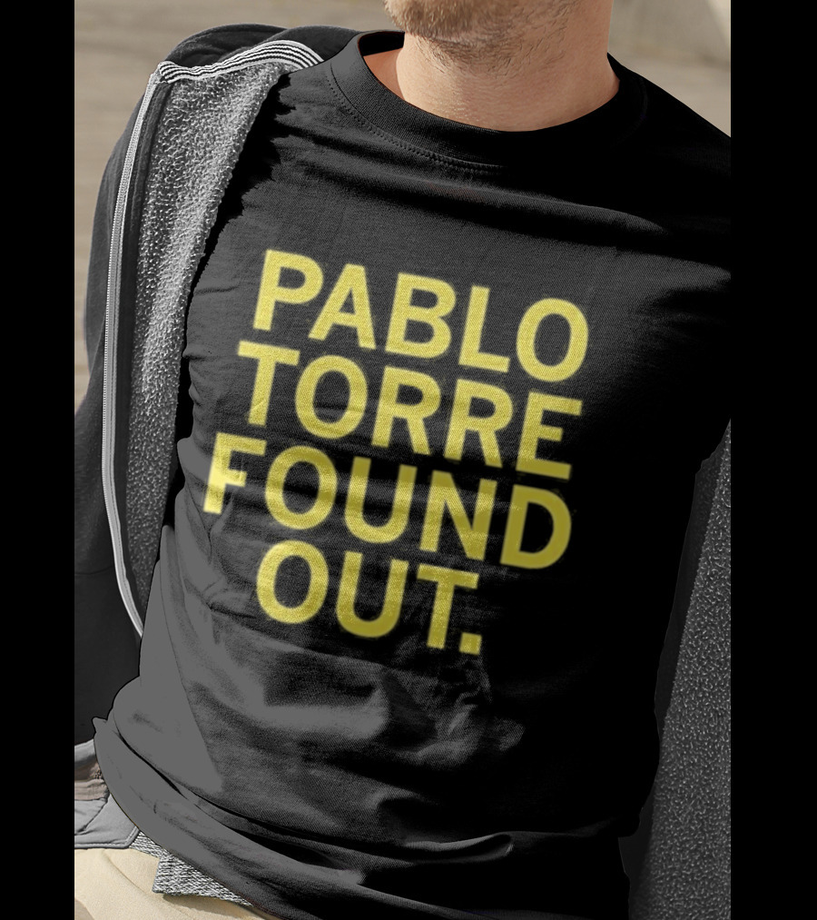Pablo Torre Found Out Text Bold Yellow Lettering T-Shirt