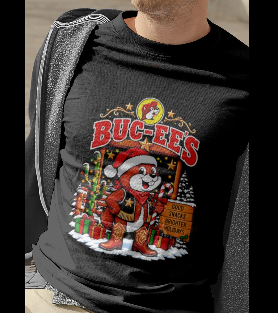 Buc Ee's Sleighs The Holidays Good Snacks Brighter Days Christmas T-Shirt