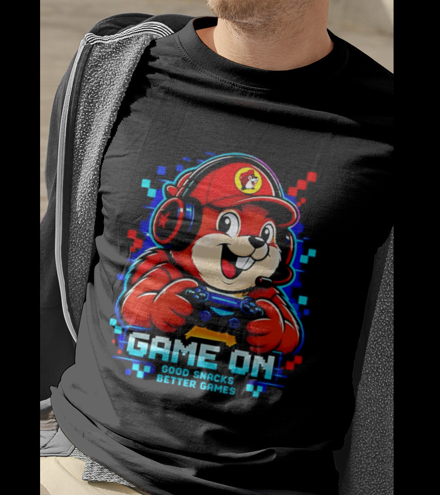 Buc Ee's X Gamer Game On Good Snacks Better Games T-Shirt