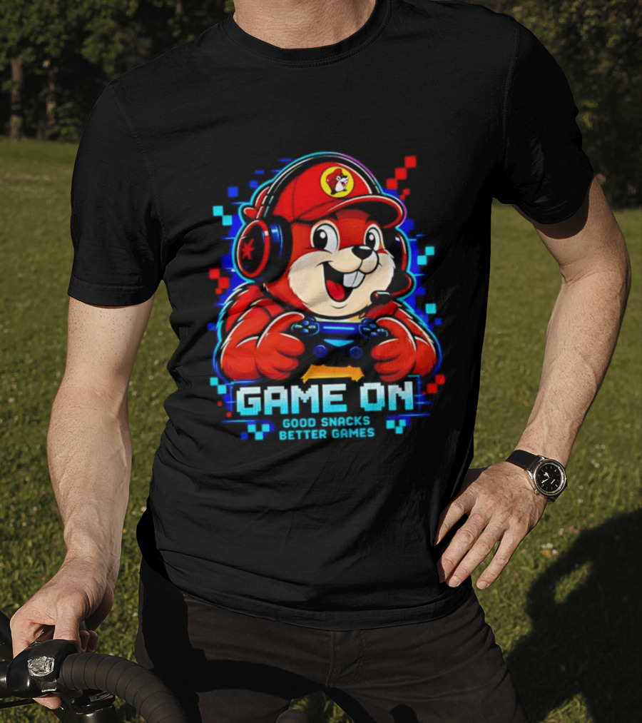Buc Ee's X Gamer Game On Good Snacks Better Games T-Shirt