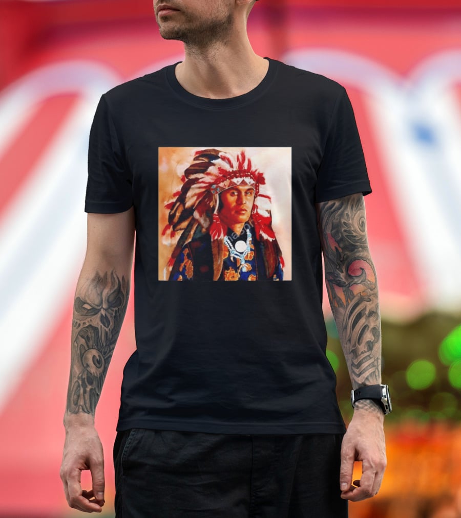 Chief Kirk Native American Indigenous Headdress And Traditional Attire T-Shirt