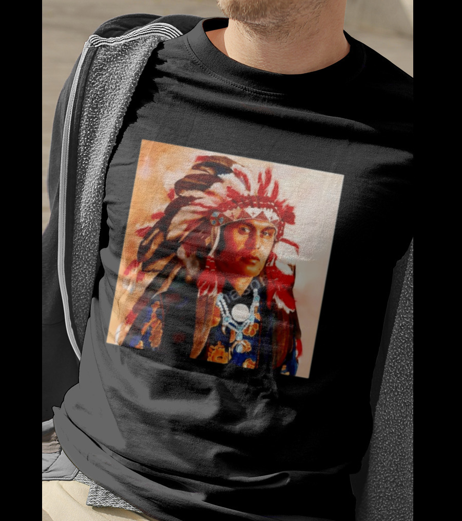 Chief Kirk Native American Indigenous Headdress And Traditional Attire T-Shirt