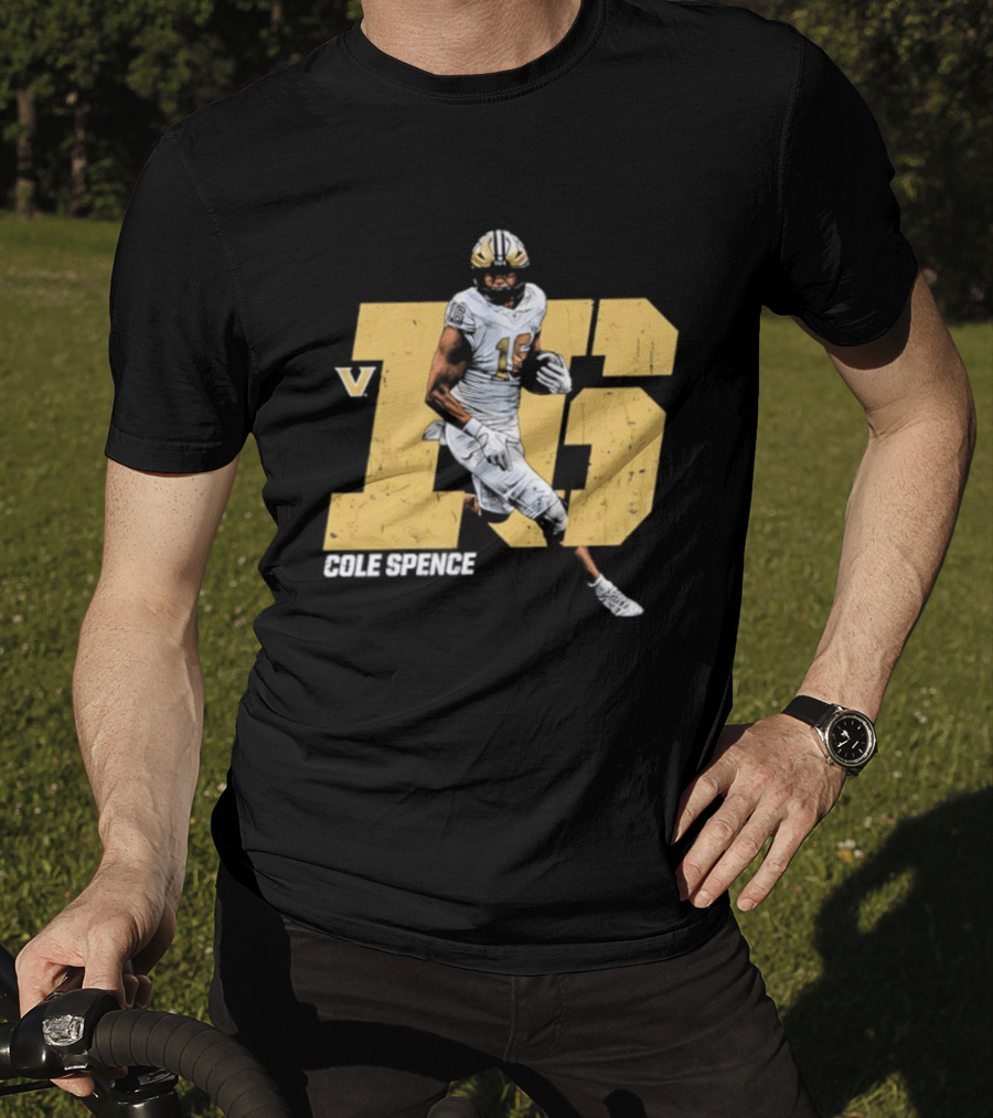 Vanderbilt Commodores Cole Spence 16 NCAA Football Player Pose T-Shirt