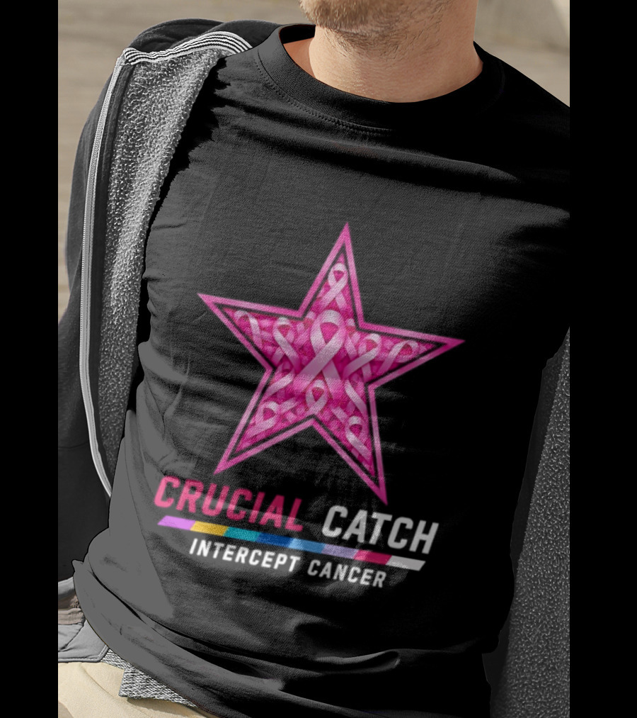 Dallas Cowboys 2026 Crucial Catch Intercept Cancer Pink Ribbon Star T-Shirt