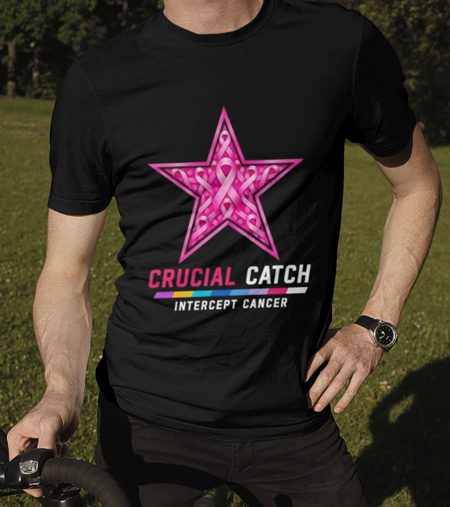 Dallas Cowboys 2026 Crucial Catch Intercept Cancer Pink Ribbon Star T-Shirt