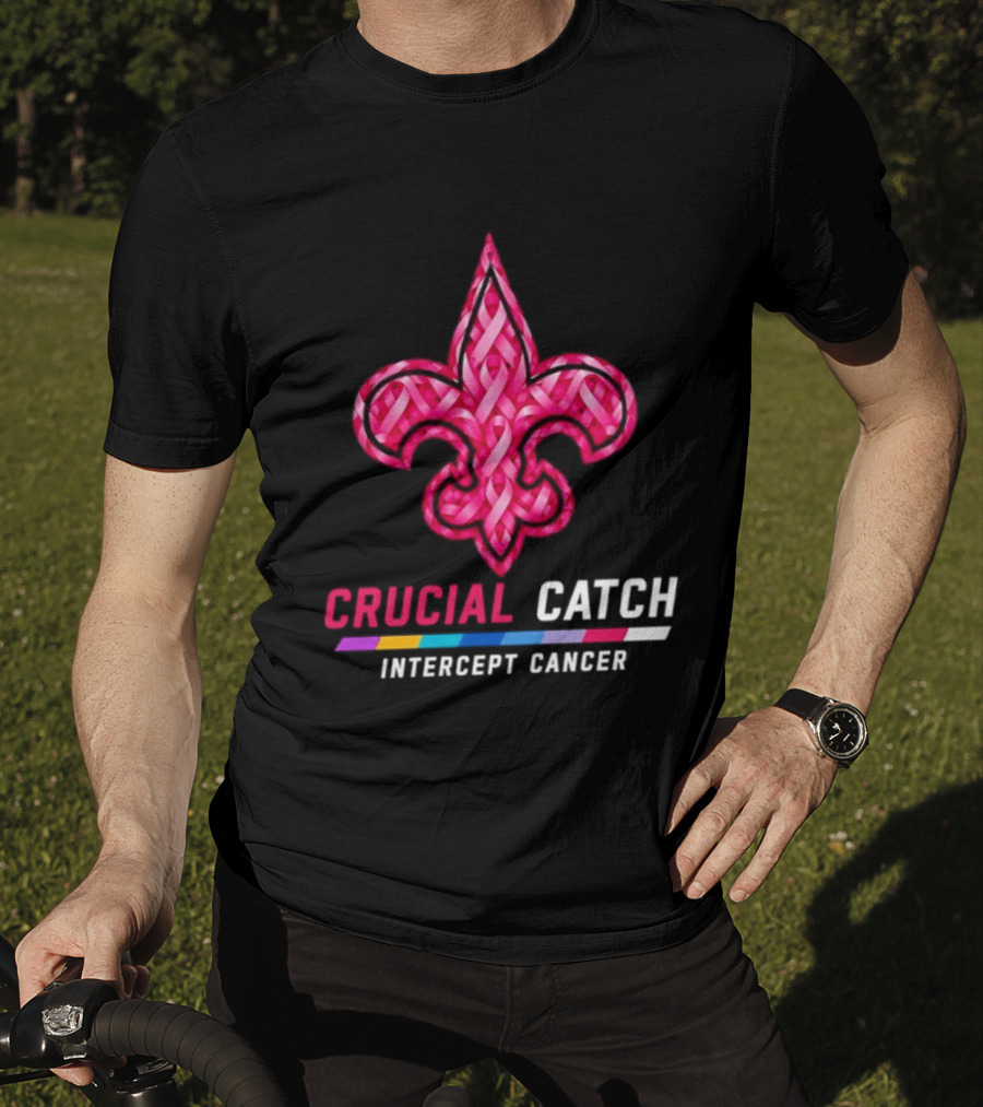 New Orleans Saints Fleur De Lis Crucial Catch Intercept Cancer 2026 T-Shirt