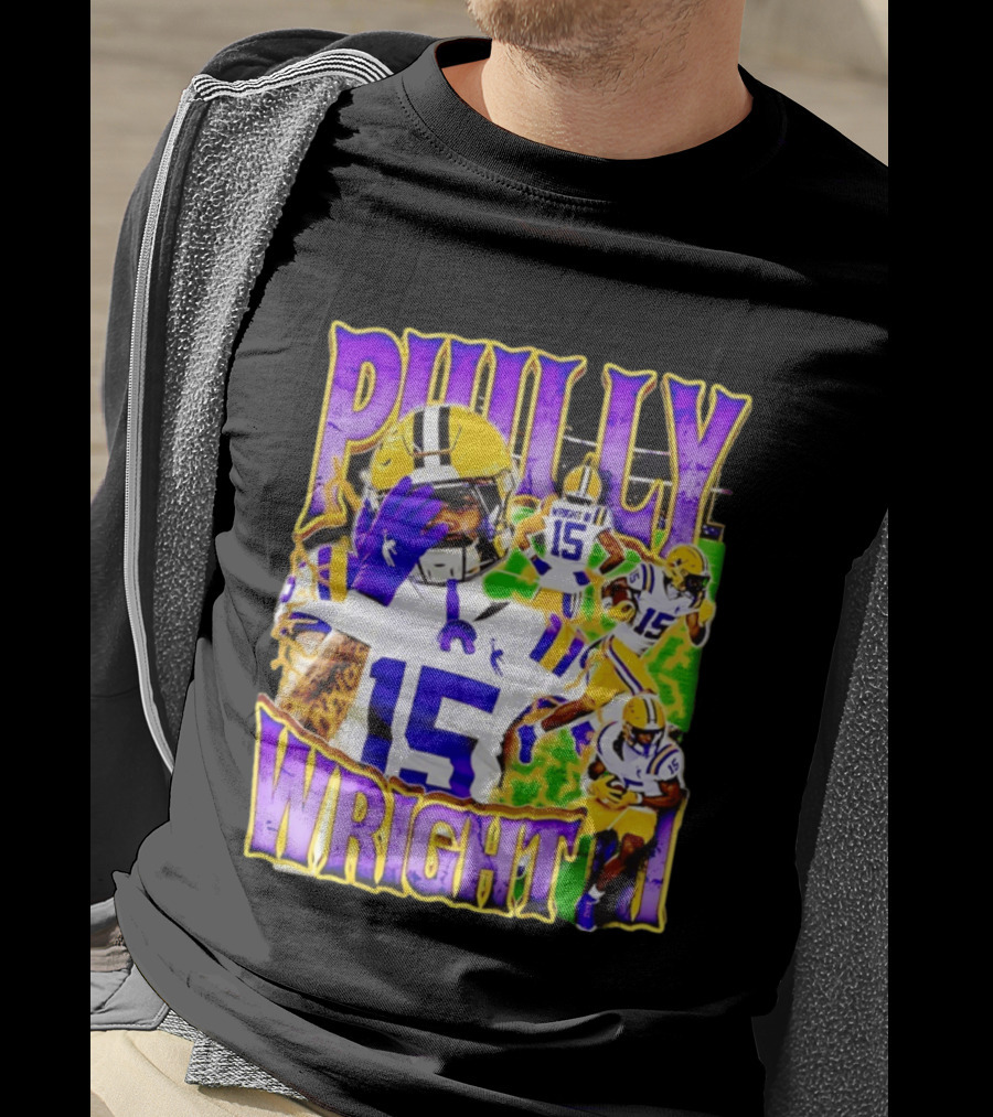 Philly Wright III LSU Tigers Football Number 15 Bayou NCAA Player T-Shirt