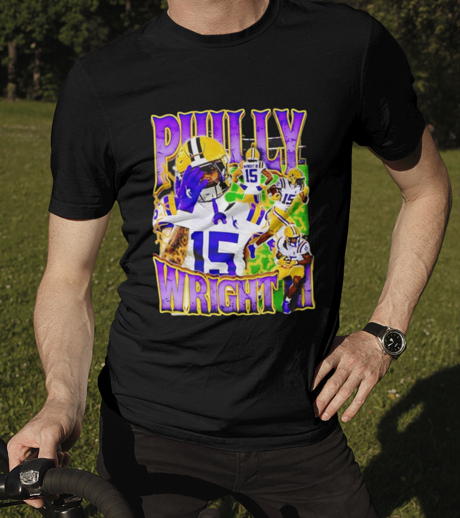 Philly Wright III LSU Tigers Football Number 15 Bayou NCAA Player T-Shirt