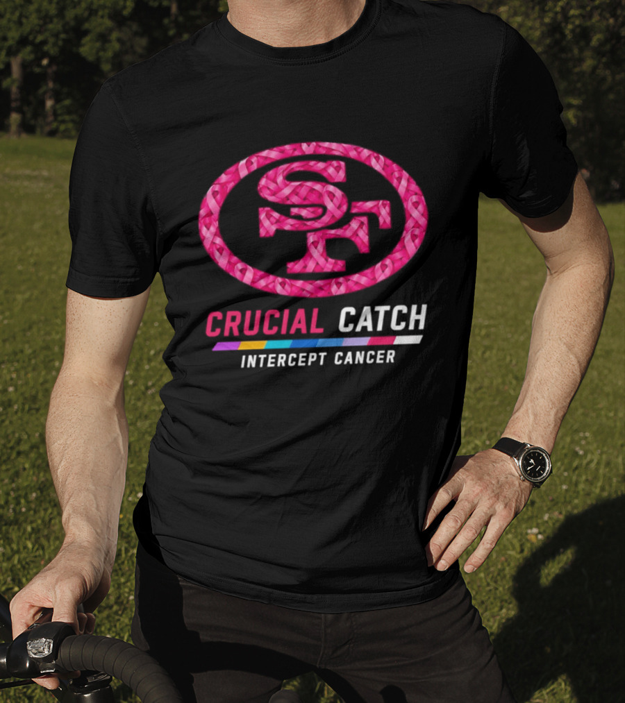 San Francisco 49ers 2026 Crucial Catch Intercept Cancer Pink Ribbon T-Shirt