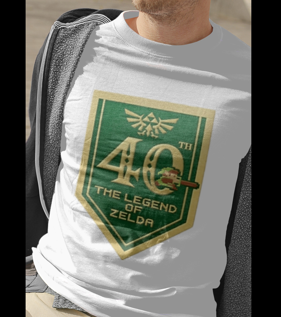 40th Anniversary The Legend Of Zelda With Link Pixel Art And Triforce T-Shirt