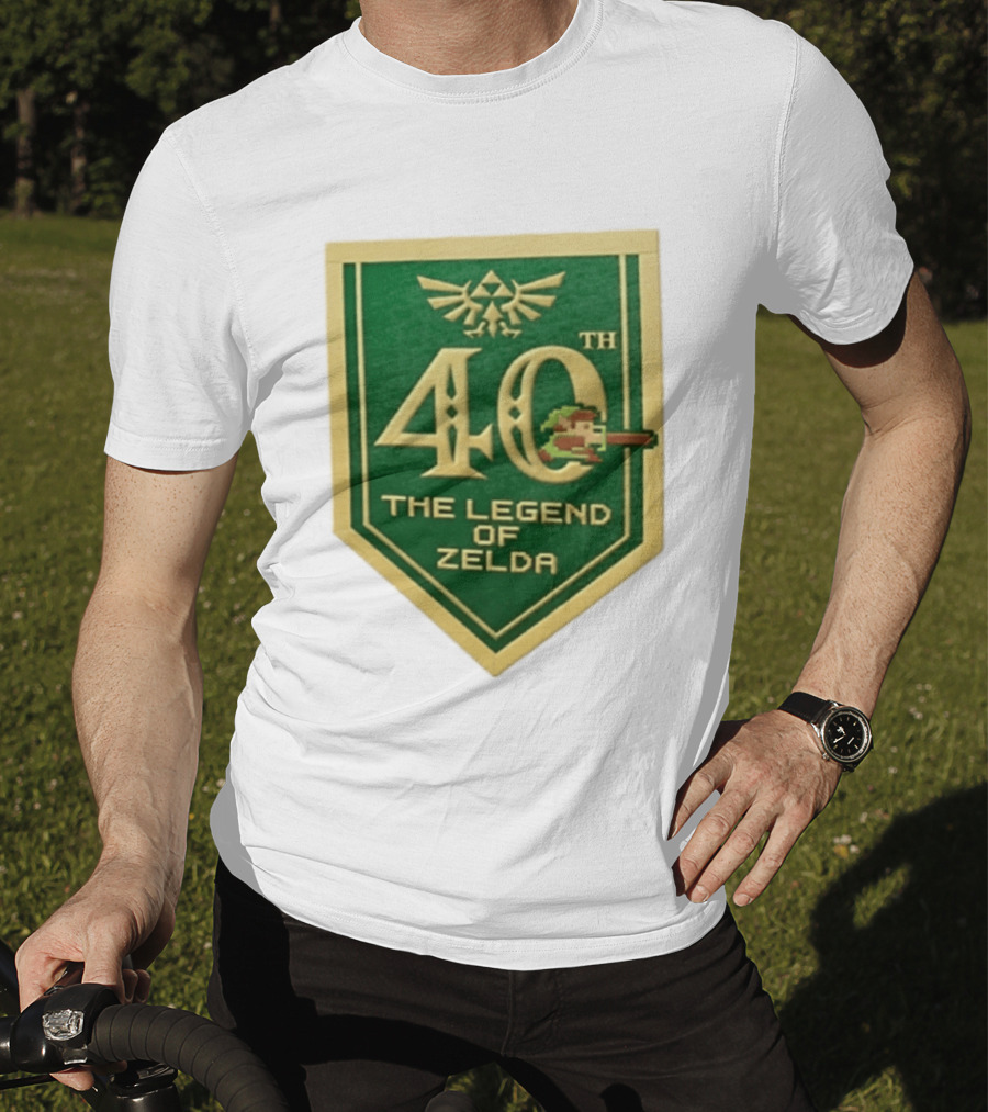 40th Anniversary The Legend Of Zelda With Link Pixel Art And Triforce T-Shirt