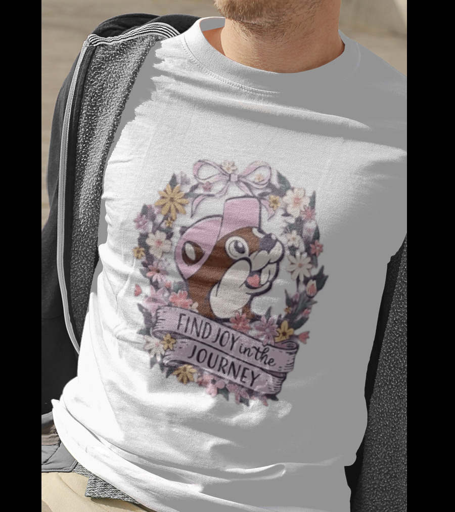 Buc Ee's Find Joy In The Journey Beaver Floral Wreath T-Shirt