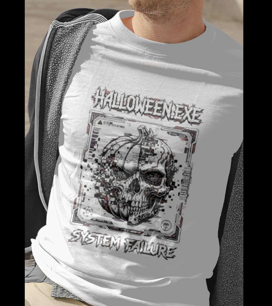 Halloween EXE System Failure Cyberpunk Glitch Horror T-Shirt