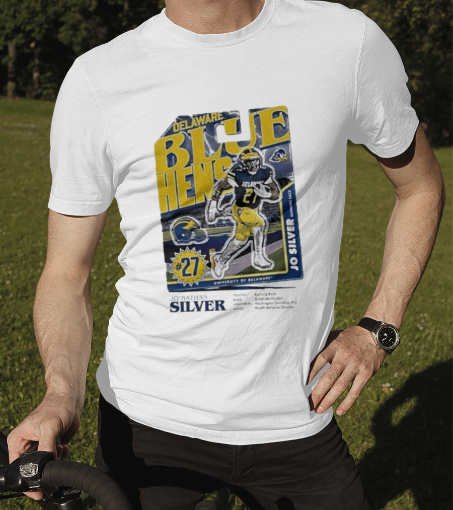 Delaware Blue Hens Jo Silver #27 University Of Delaware Football T-Shirt