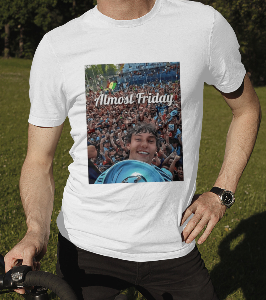 Kimi Antonelli Victory Selfie With Trophy After Winning 2026 Italian Grand Prix At Monza Almost Friday T-Shirt