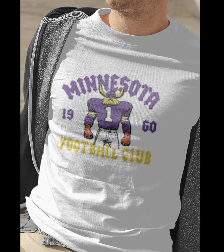 Minnesota Vikings 1960 Football Club Retro Horned Player Purple Yellow T-Shirt