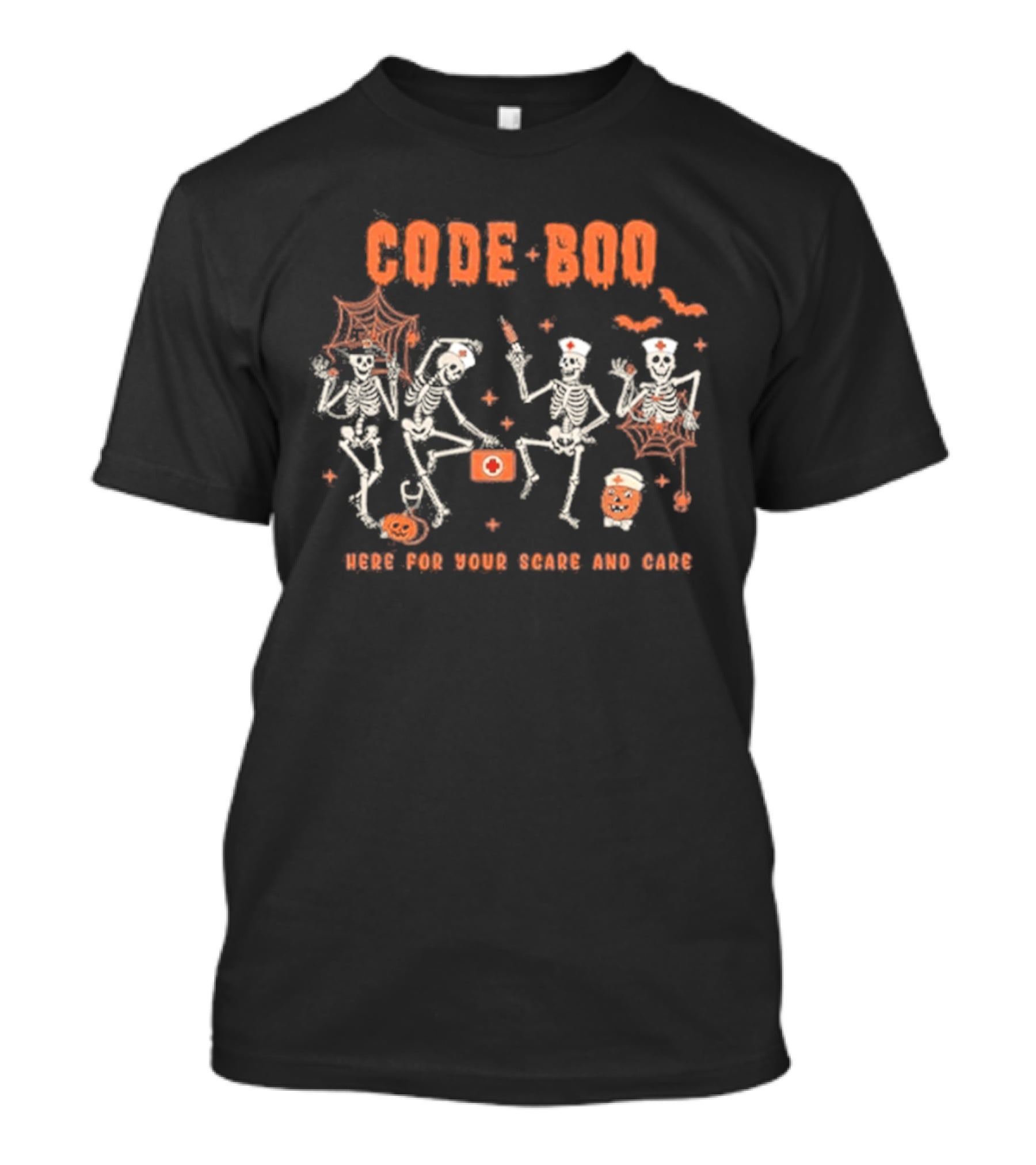 Code Boo Skeleton Nurse Halloween Scare And Care T-Shirt