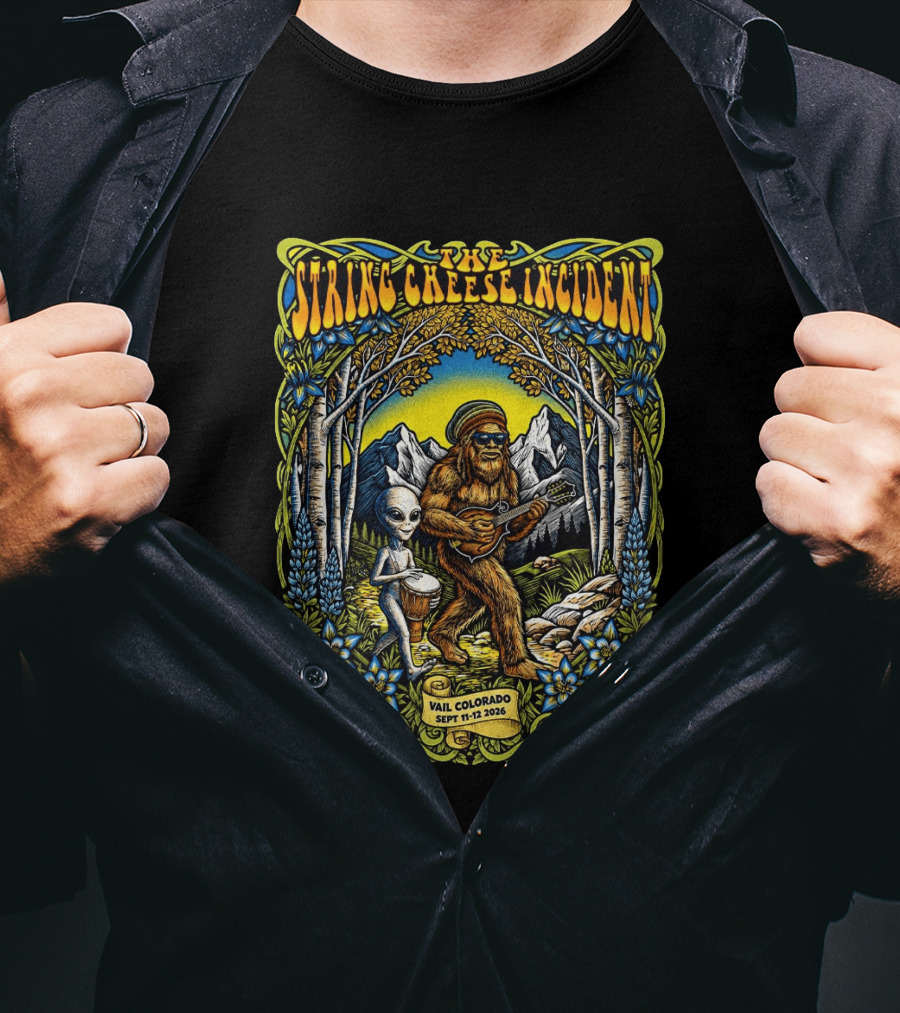 The String Cheese Incident Vail Colorado 2026 With Bigfoot And Alien Jam Session September 11 12 Event T-Shirt