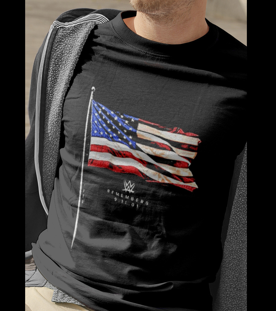 WWE Remembers American Flag Patriot Tribute Vintage Look T-Shirt