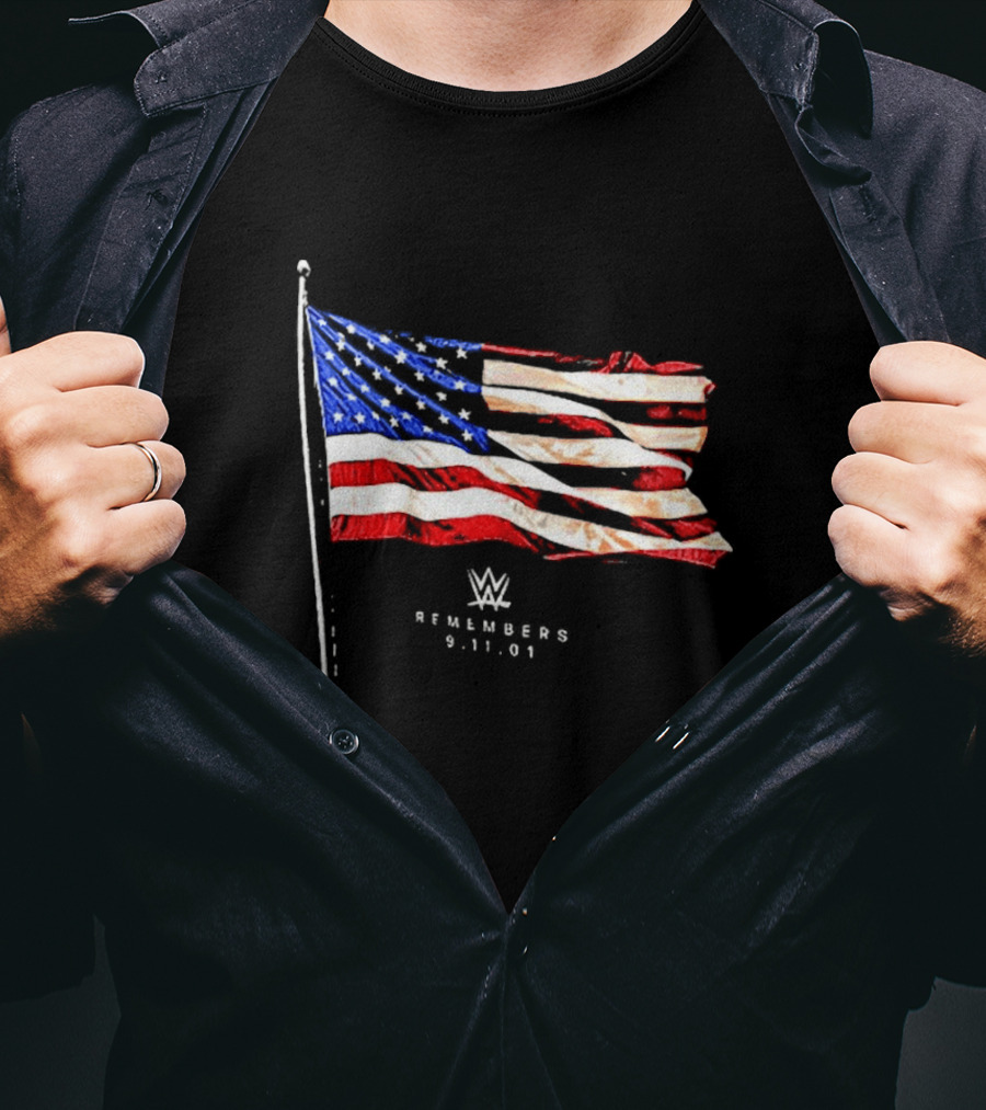 WWE Remembers American Flag Patriot Tribute Vintage Look T-Shirt