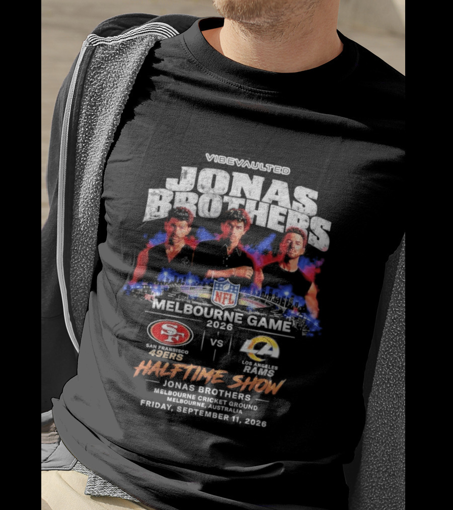 Viewvaulted Jonas Brothers Melbourne Game 2026 49ers Vs Rams Halftime Show September 19 T-Shirt