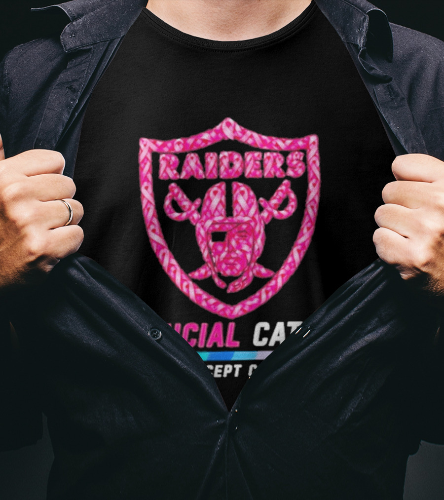 Las Vegas Raiders Crucial Catch Intercept Cancer Pink Ribbon Logo 2026 T-Shirt