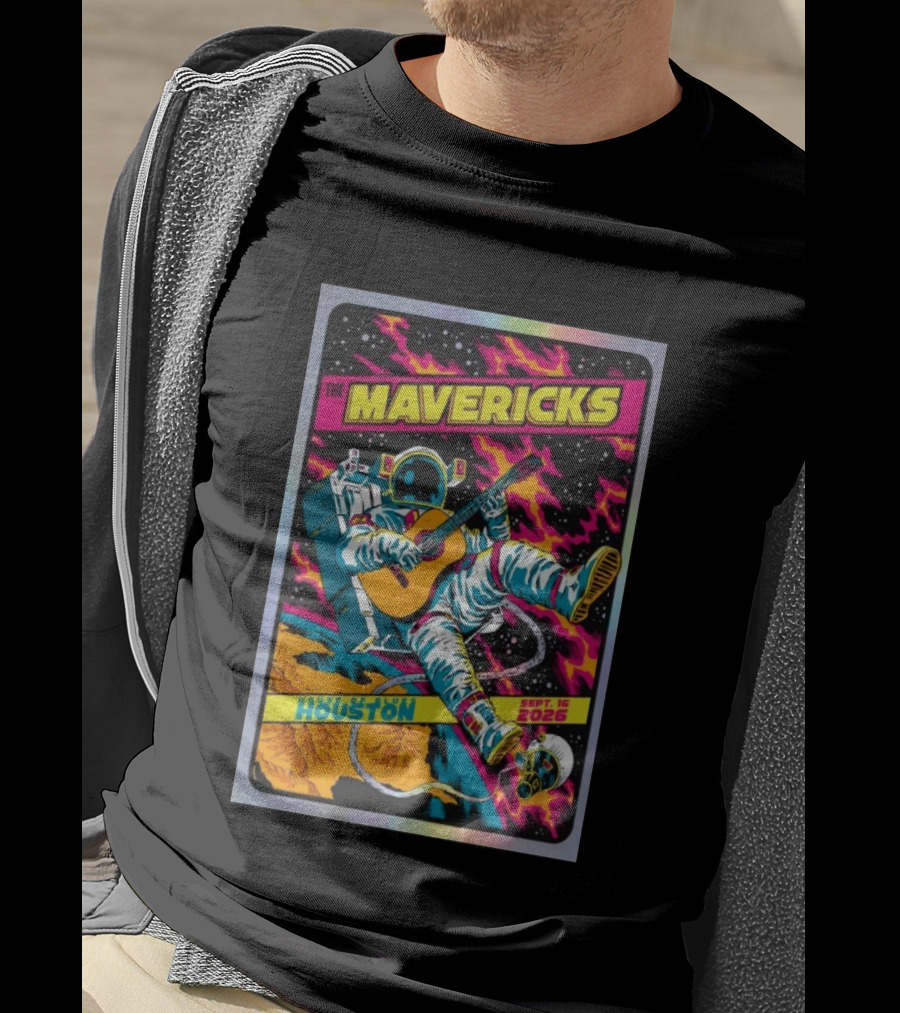 The Mavericks Houston Space Astronaut Guitar Sep 16 2026 House Of Blues T-Shirt