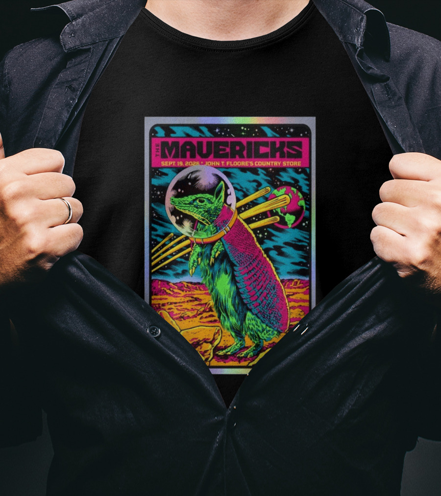 The Mavericks Sep 19 2026 Cosmic Armadillo Event John Floore Country Store Helotes TX T-Shirt