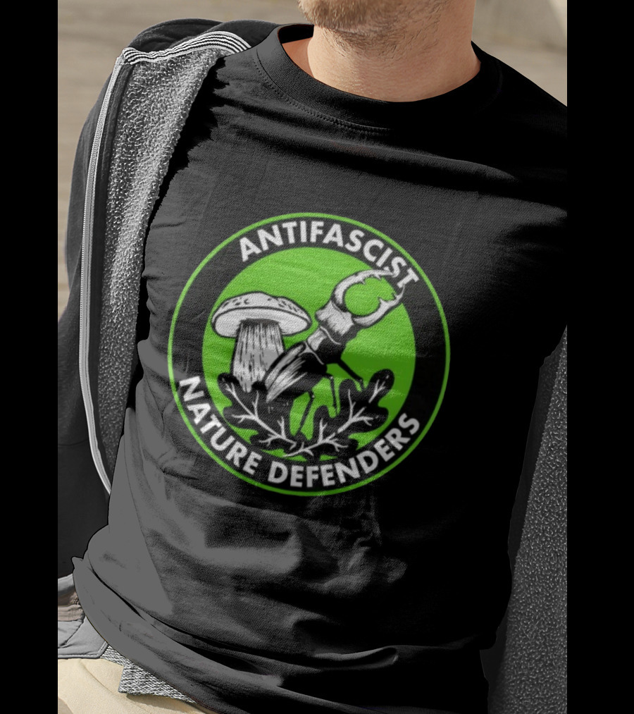 Antifascist Nature Defenders Mushroom Beetle T-Shirt