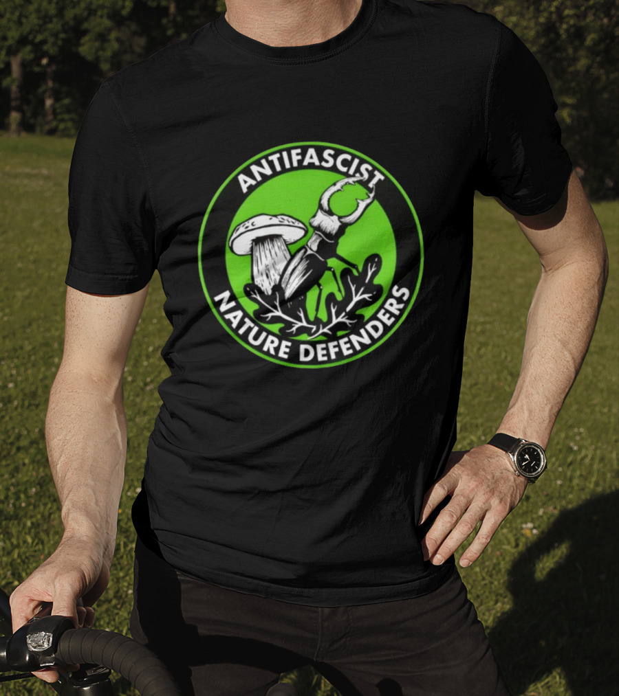 Antifascist Nature Defenders Mushroom Beetle T-Shirt