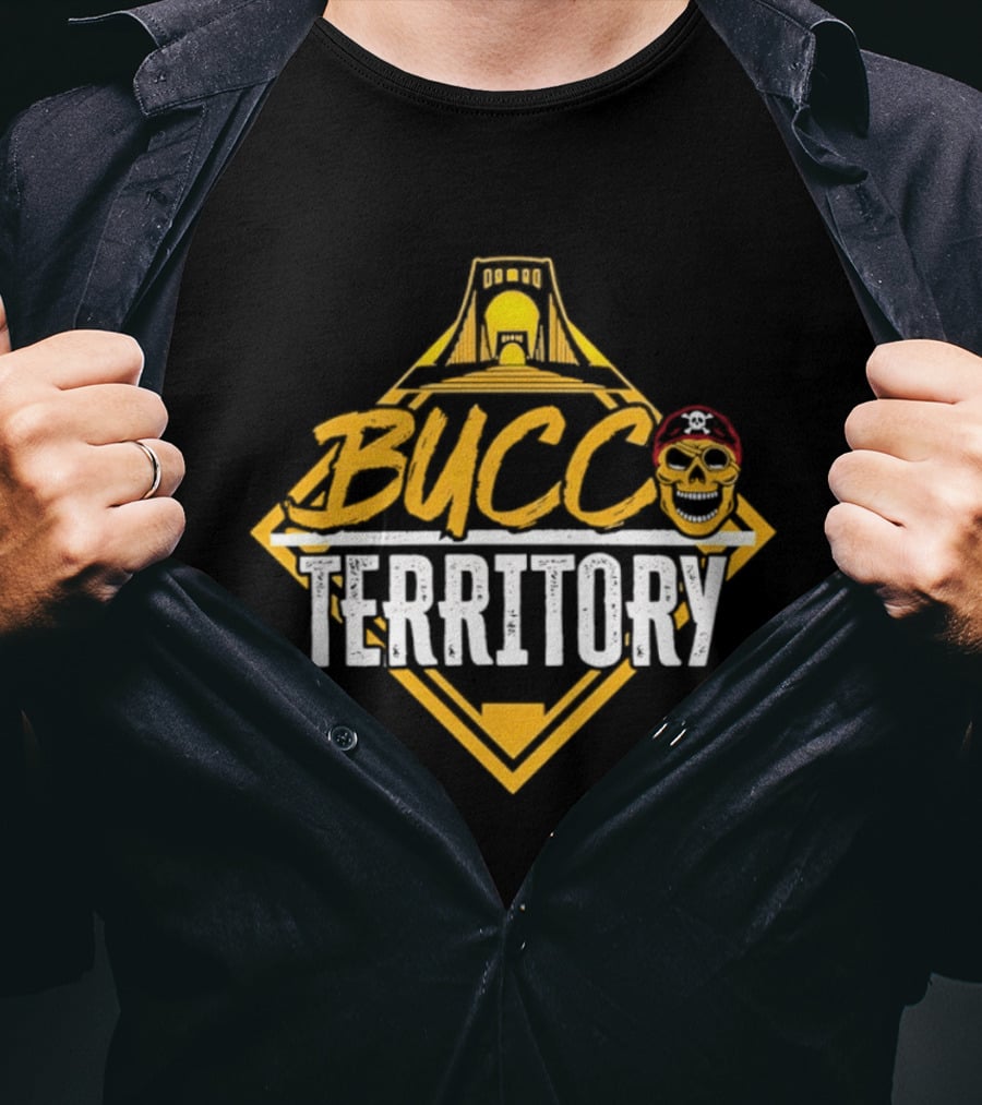 Bucco Territory Pittsburgh Pirates Fan Apparel With Skull And Ballpark T-Shirt